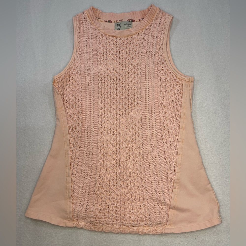 Anthropologie Saturday Sunday Peach Knit Tank Top Boho Sleeveless Size S - Picture 1 of 6